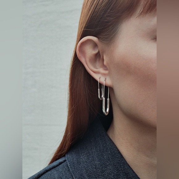 MARIA BLACK Single Silver Chance Paperclip Earring - Picture 1 of 7